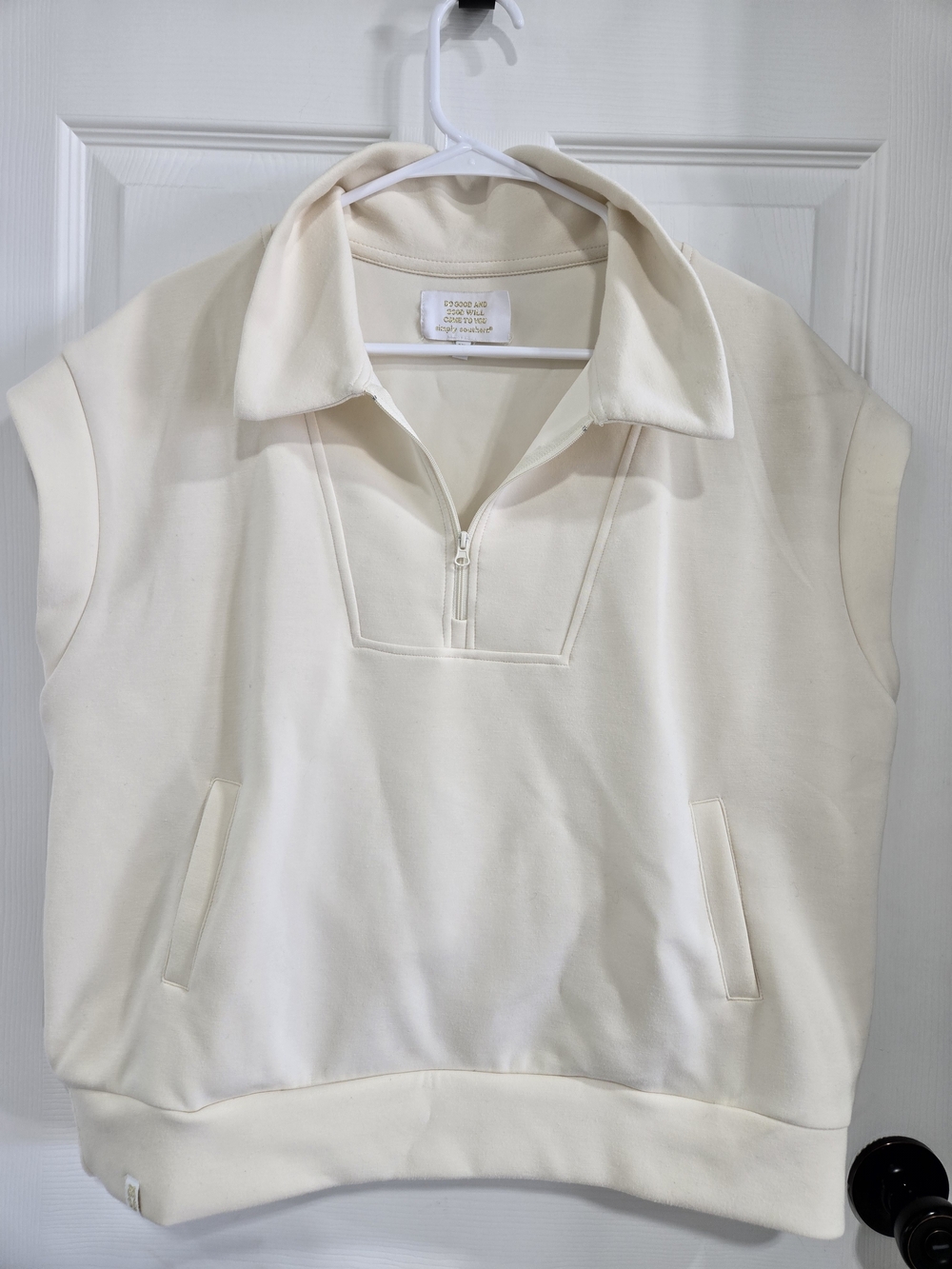 Simply Southern Cream Half-Zip Sleeveless Top - Picture 2 of 5